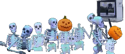 Skeletons Holding Pumpkins