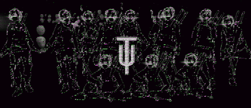 Skeletons Standing in Line With Letter T