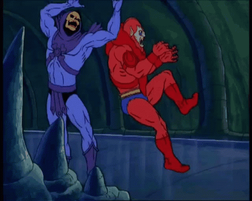 Skeletor and Bearded Man Cartoon