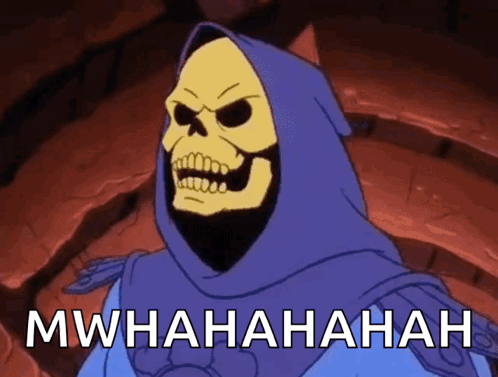 Skeletor in Purple Hood Says Mwhahahahah