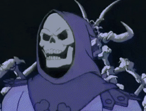 Skeletor in Purple Hoodie