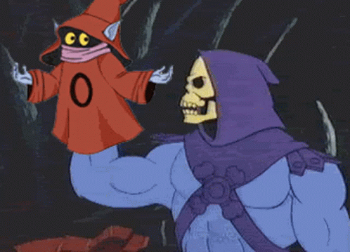 Skeletor Standing Next to Wizard