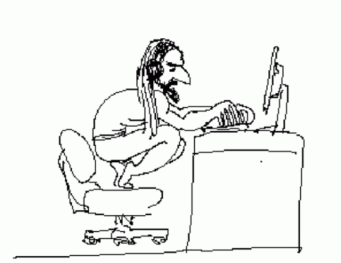 Sketch Man Bang Head On Computer Desk GIF