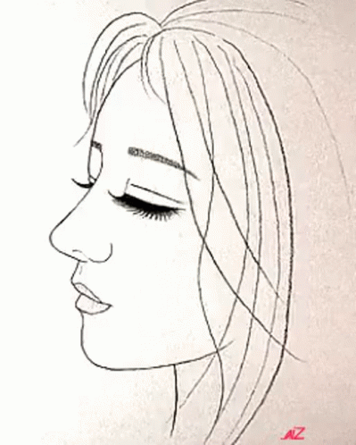 Sketch Of A Woman's Face GIF