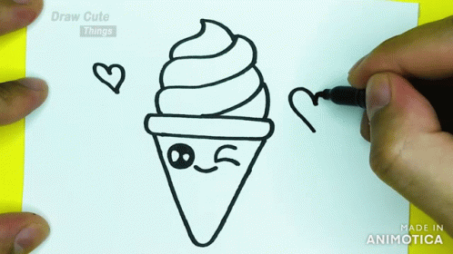 Sketch Of An Ice Cream And Juice GIF