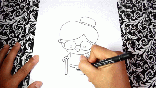 Sketch Of An Old Lady GIF