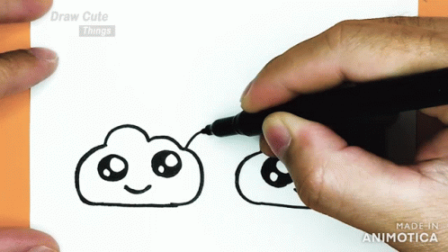 Sketch Of Clouds With Eyes GIF