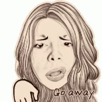 Sketched Woman Go Away GIF
