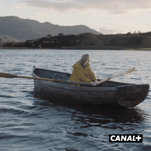 Skiff Girl Paddling Boat GIF