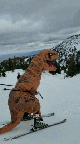 Skiing Tyrex Laughing Snow GIF