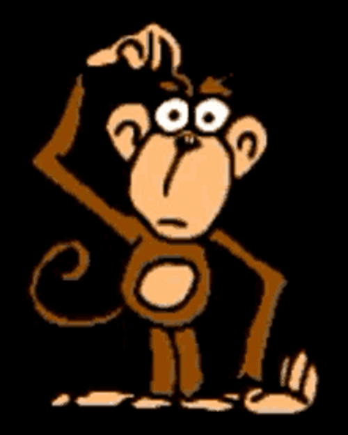 Skinny Monkey Cartoon Head Scratch GIF