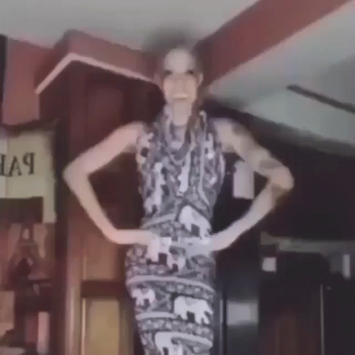 Skinny Woman Hysterical Dance GIF
