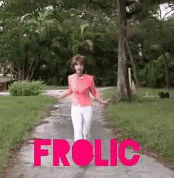 Happy Woman Skipping Frolic GIF