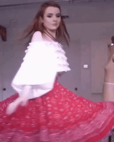 Panama Girl Red Skirt Spinning GIF