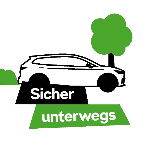 Skoda Auto Versicherung Logo with Car and Tree