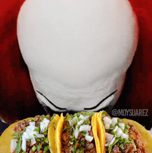 Skull Behind Tacos with Hashtag