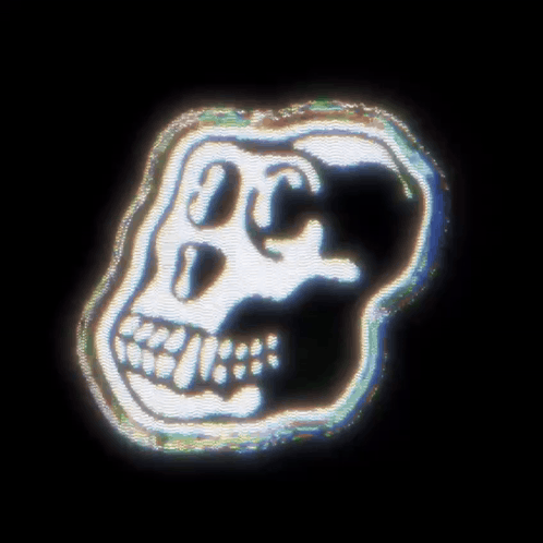 Skull Drawing on Black Background With Rainbow Colors