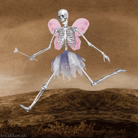 Skull Fairy Happily Running GIF
