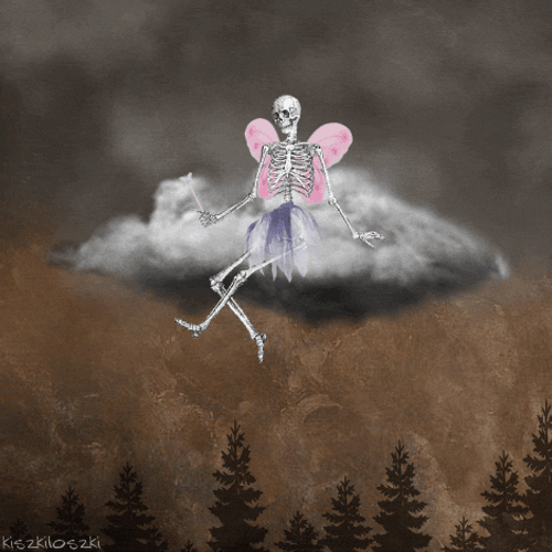 Skull Fairy Sitting On A Cloud GIF