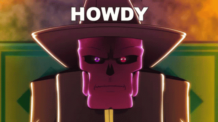 Skull Head Cowboy Howdy GIF