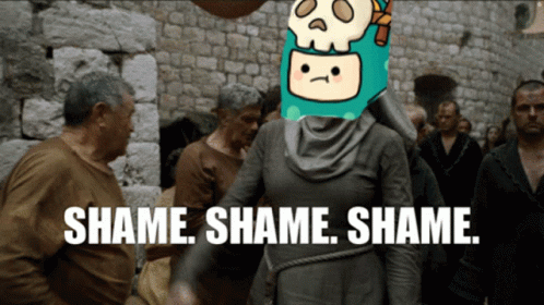 Skull-Headed Woman Saying Shame Shame Shame