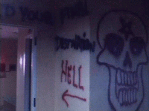 Skull Saying Hell in Red