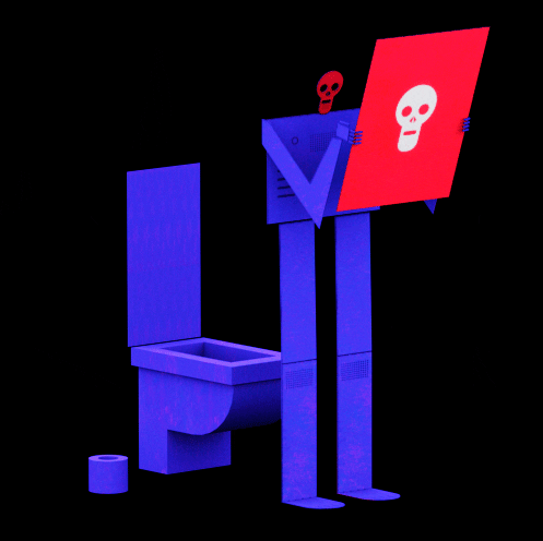 Skull Sitting In Toilet Loop GIF