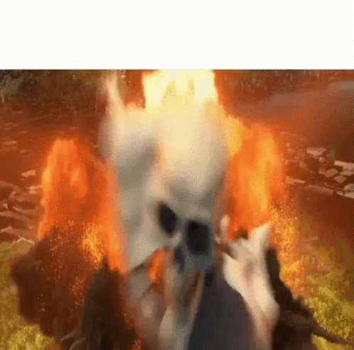 Skull Surrounded by Flames in Video Game