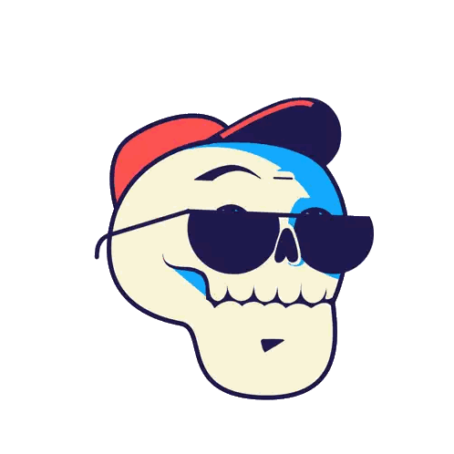 Skull Wearing Sunglasses and Red Hat