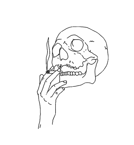 Skull With Hand Holding Cigarette