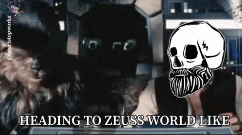 Skull with Heading to Zeus's World