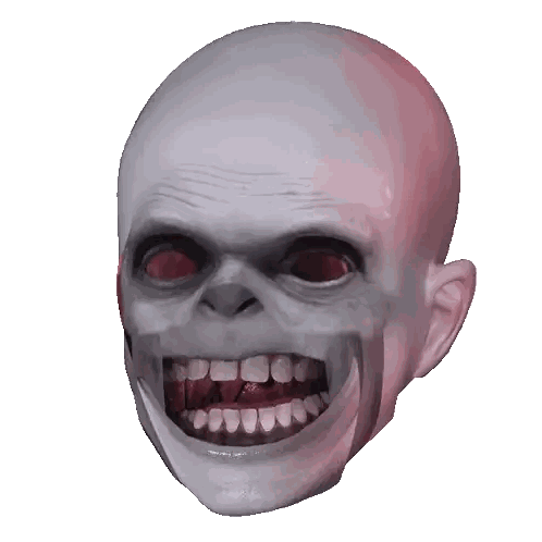 Skull With Red Eyes and Fangs