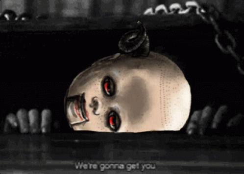 Skull With Red Eyes Saying We're Gonna Get You