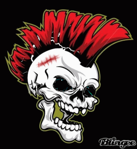 Skull with Red Mohawk