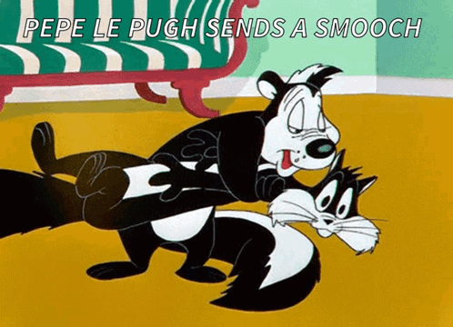 Skunk and Cat Pepe Le Pugh Smooch