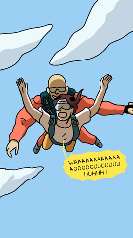 Skydiving Afraid Girl Vector Art GIF