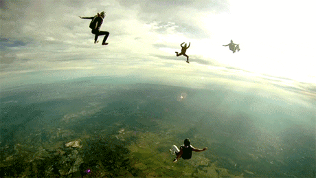 Skydiving Men Silhouette GIF