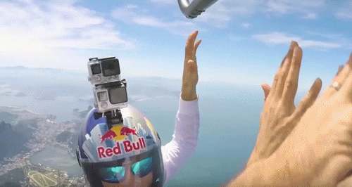 Skydiving Red Bull High Five GIF