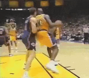 Slam Dunk Shaquille O'neal Pushing GIF