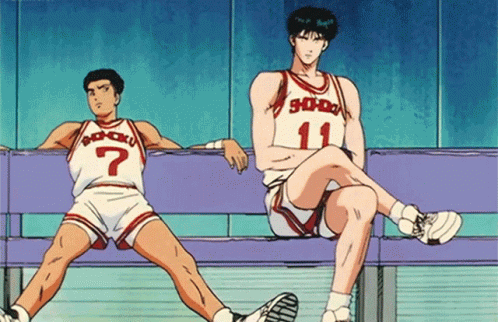 Slam Dunk Miyagi Rukawa Resting GIF