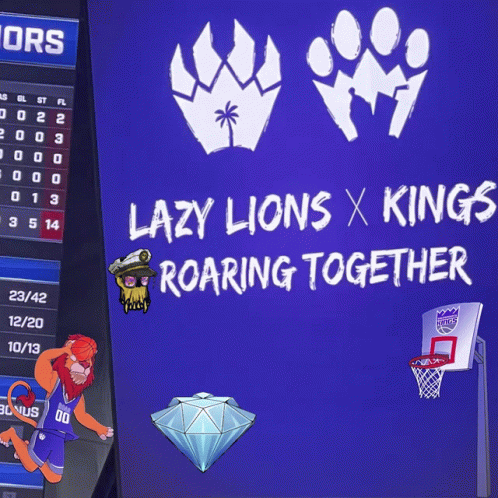 Lazy Lion Slam Dunk Moving Art GIF