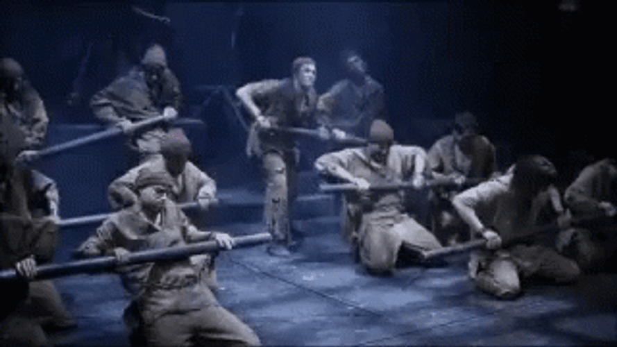 Slaves Rowing Ship Stage Play GIF