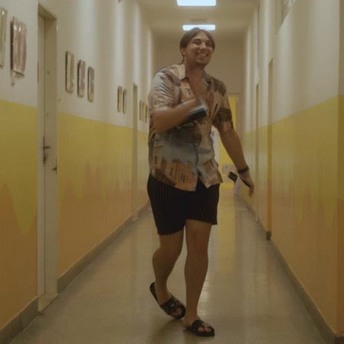 Slay Gay Walking Hallway GIF