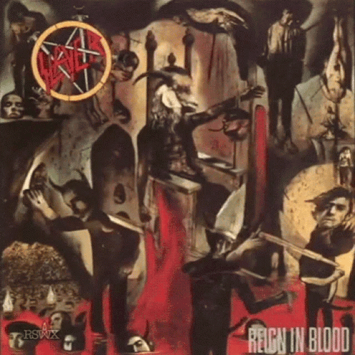 Slayer Reign In Blood Album Cover With A Goat GIF