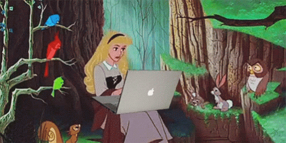 Sleeping Beauty With MacBook GIF