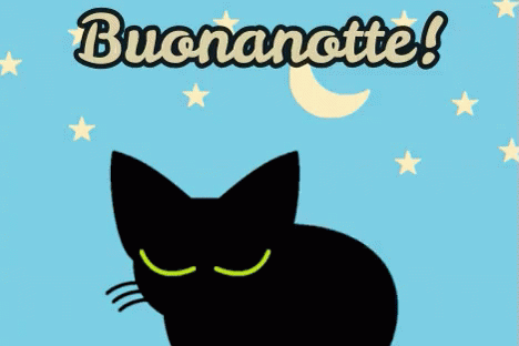 Sleeping Black Cat Buona Notte GIF