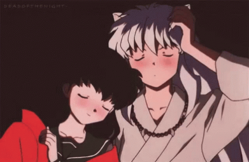 Sleeping Blushing Kagome Inuyasha GIF
