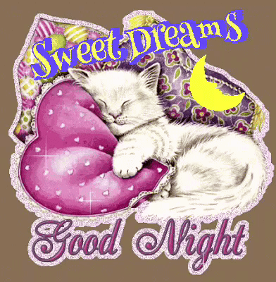 Sleeping Cat On Heart Pillow GIF