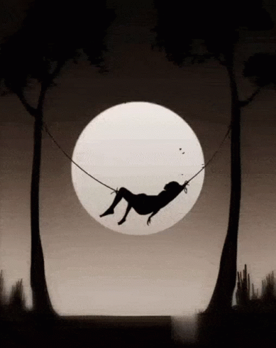 Sleeping Woman Moon Silhouette GIF