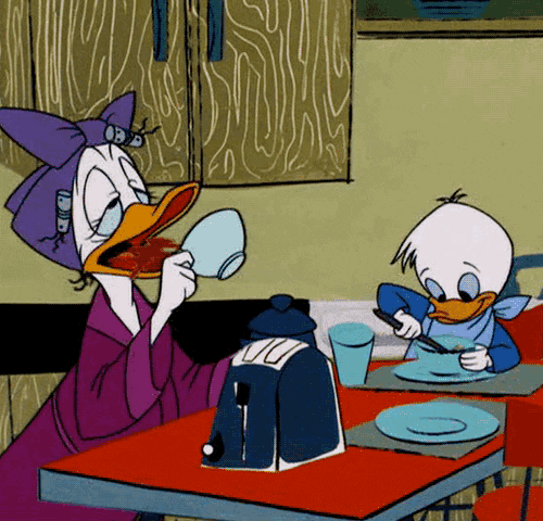Sleepy Daisy Duck Drinking Monday Coffee GIF